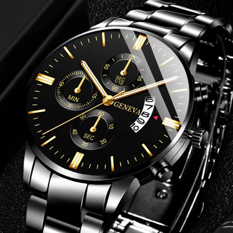Luxury Stainless Steel Men Calendar Quartz Watch Fashion Mens Business Watches for Man Clock Reloj Hombre