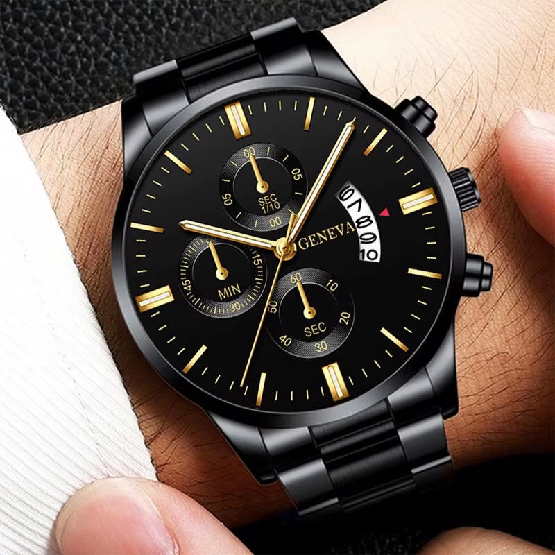 Luxury Stainless Steel Men Calendar Quartz Watch Fashion Mens Business Watches for Man Clock Reloj Hombre