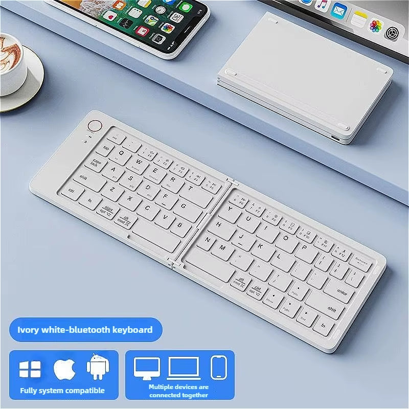 Mini Foldable Wireless Keyboard Slim Portable Bluetooth Keyboard Rechargeable Folding Keyboard for IOS Windows Android