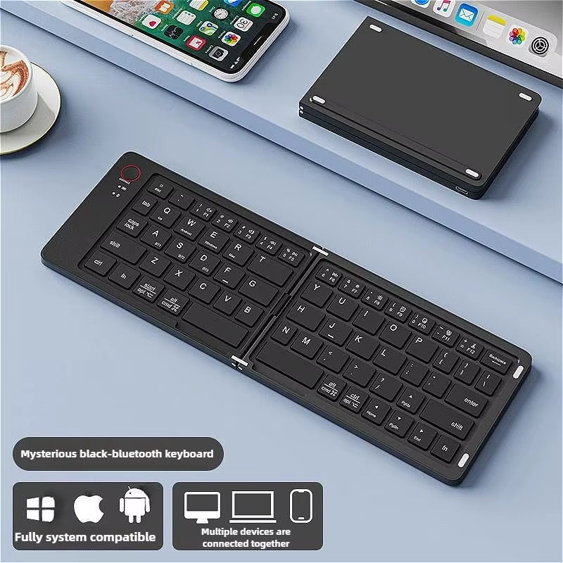 Mini Foldable Wireless Keyboard Slim Portable Bluetooth Keyboard Rechargeable Folding Keyboard for IOS Windows Android