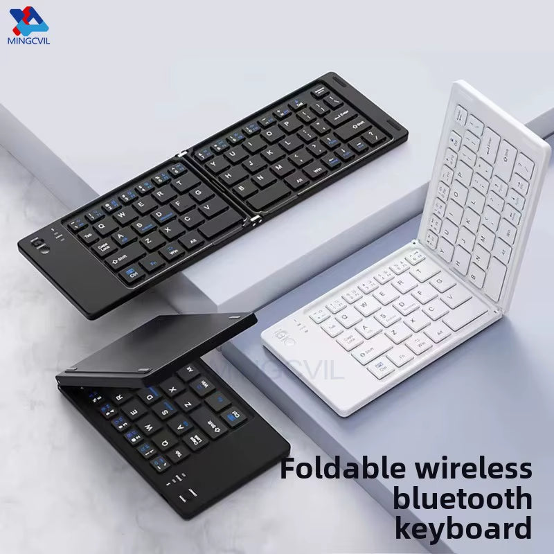 Mini Foldable Wireless Keyboard Slim Portable Bluetooth Keyboard Rechargeable Folding Keyboard for IOS Windows Android